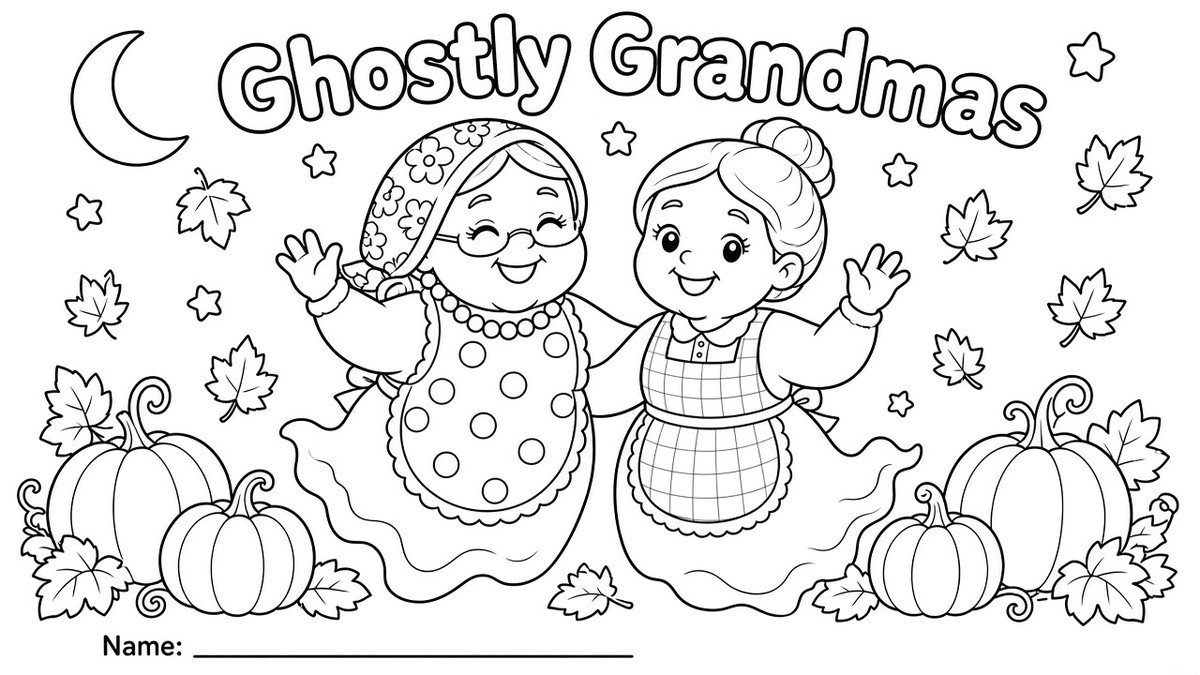 Preview of the Ghostly Grandmas coloring page